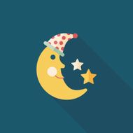 moon star flat icon with long shadow EPS 10 N16