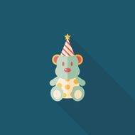 birthday teddy bear flat icon with long shadow eps10 N63