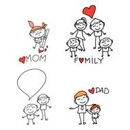 hand drawing cartoon happy family N4