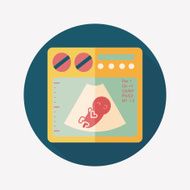 ultrasound baby flat icon with long shadow N7