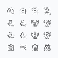 charity and donation silhouette icons flat line design vector N2