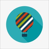 Hot Air Balloon flat icon with long shadow N17