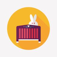 baby cradle bed flat icon with long shadow eps10 N136
