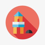 brick house flat icon with long shadow N89