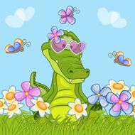Crocodile with flowers N4