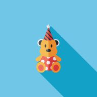 birthday teddy bear flat icon with long shadow eps10 N64