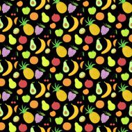 Fruit seamless pattern vector background with bright colorful fruit N2