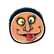 Foolish cartoon face with tongue vector illustration