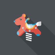 playground toy horse flat icon with long shadow N10