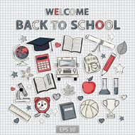 Back to school set on the notebook sheet N2