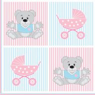 prams and teddy bears seamless pattern