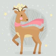 Cute cartoon deer in scarf