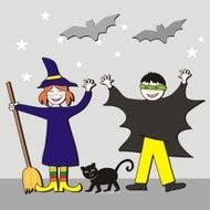 Halloweeen kids and animals