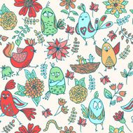 Cute colorful seamless pattern with birds N4