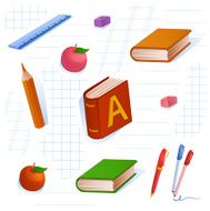 Childish colorful pattern with school Supplies N5