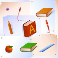 Childish colorful pattern with school Supplies N6