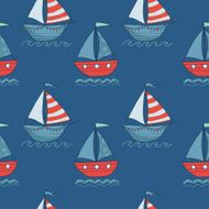 Cute seamless vector pattern with ships