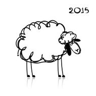 Sheep sketch symbol of new year 2015