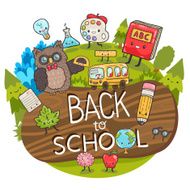 cartoon characters Back to school background