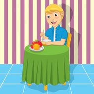 Little Boy Eating Meal Vector Illustration N2