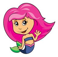 mermaid with pink hair vector illustration on white background