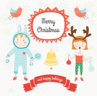 Christmas Cards with Kids and Birds N2