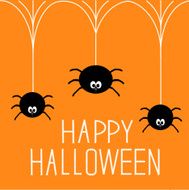 Three hanging spiders Happy Halloween card