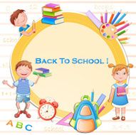 Back to school illustration with happy kids N4