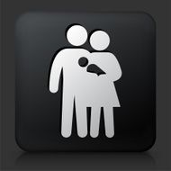 Black Square Button with Family Icon N13