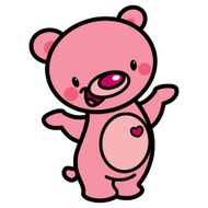 Cartoon vector cute pink happy lovely baby bear with heart