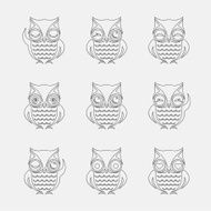 Vector group of owls on white background