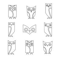 Vector group of owls on white background N2