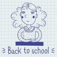 The girl at the Desk Stylized drawing pen