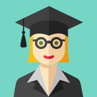 Smiling graduate student flat icon N2