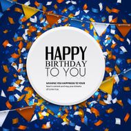 Vector birthday card with confetti and bunting flags N2