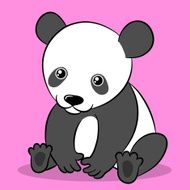 Cartoon cute panda bear looking at camera