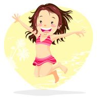 Girl jumping at the beach