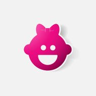 Paper clipped sticker baby face girl N6