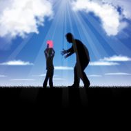 Father&#039;s Day background Father and child in the blue sky N7