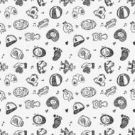 seamless doodle baby pattern background N15