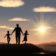 Father&#039;s Day background Father and children in the sunset N9