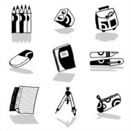 School icons set N2