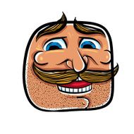 Happy cartoon face with mustaches vector illustration