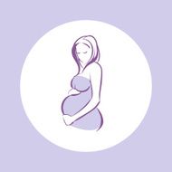 Beautiful Pregnant Woman on Purple Background Stock Vector Illustration
