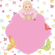 Baby girl vector card with text frame