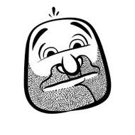 Funny cartoon face with stubble black and white lines vector N3