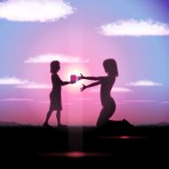 Mother&#039;s Day background Mother and child in the sunset N26