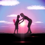 Mother&#039;s Day background Mother and child in the sunset N27
