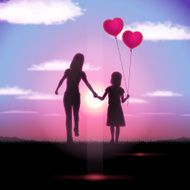 Mother&#039;s Day background Mother and child in the sunset N28