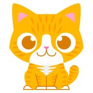 Cartoon Adorable Little Cat Isolated Illustration N6